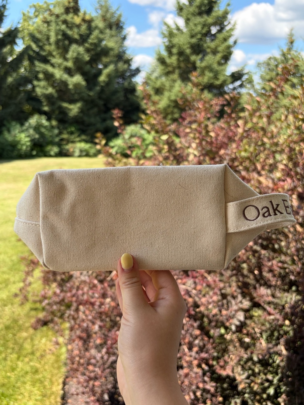 Oak essentials linen blend cosmetic case zippered pouch bag